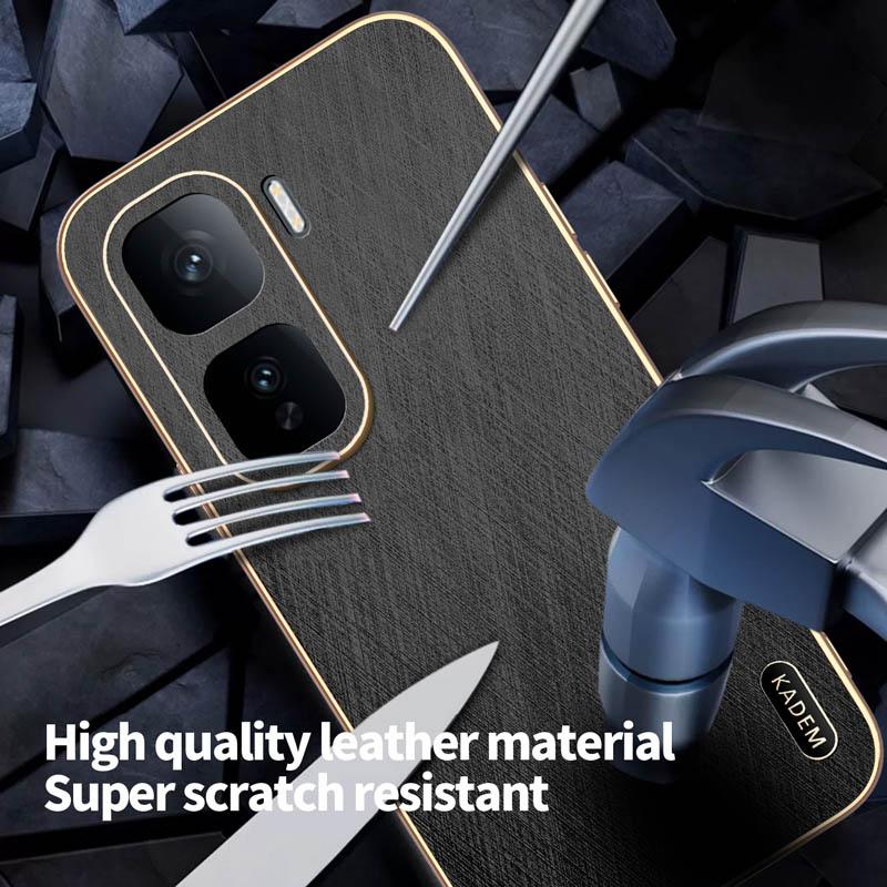 Stripe Thread Texture Leather Back Plating Case For iQOO Neo10 9 9S 8 Pro Plus Anti Fingerprint Slide Camera Protector Shell