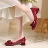 Dámské nové červené svatební boty na vysokém podpatku s hranatou špičkou a silným podpatkem Mary Jane, vysoce kvalitní, zamilované, jednoduché boty