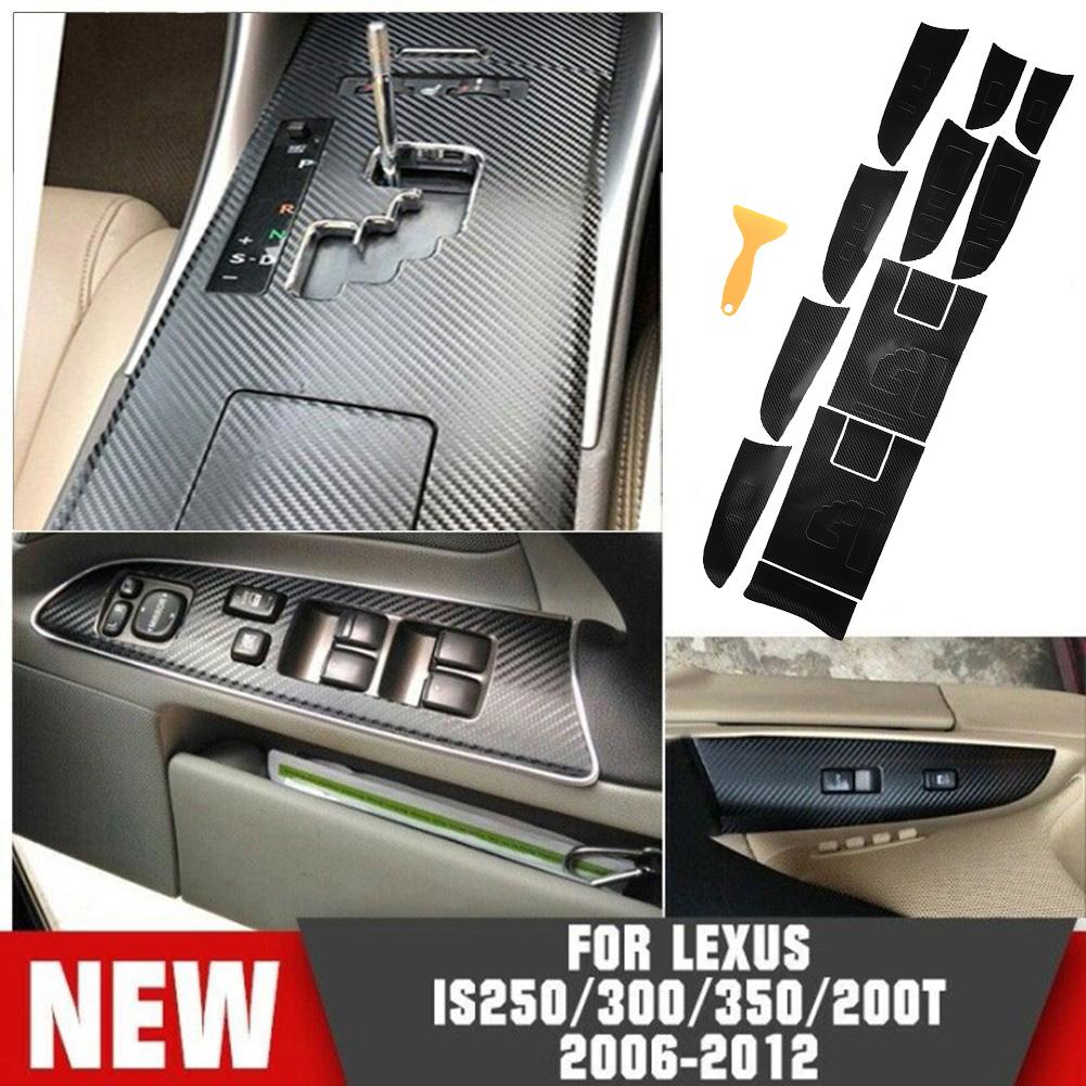7Pcs Car Interior Stickers For LEXUS I 50 300 350 2012-2006 Carbon Fiber Gear Shift Box Panel Cap Trim Auto Accessories