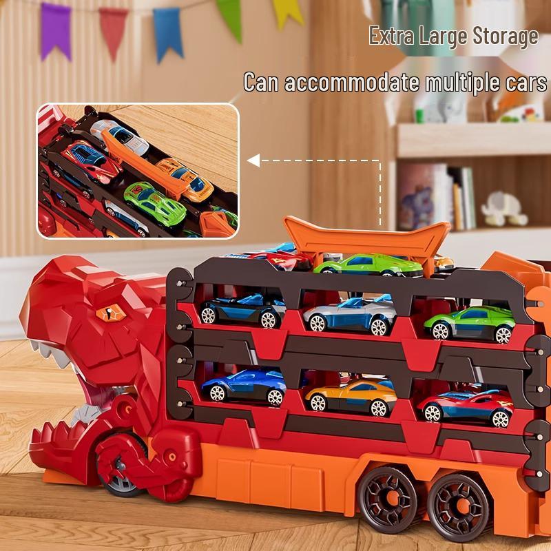 Dinosaur-Themed Folding Ejection Track Set: Children's Educational Alloy Car Toy