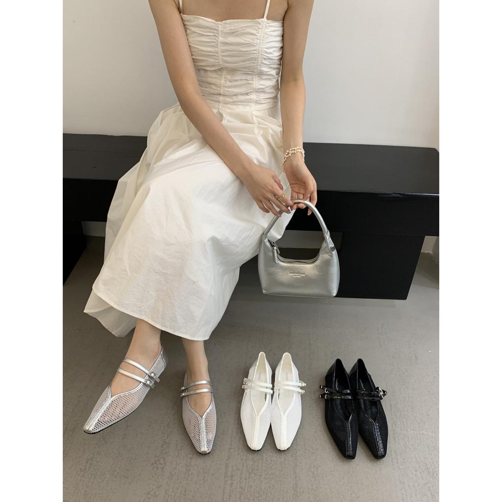Fashion Shoes Woman 2025 Square Toe Ballet Flats Female Footwear New Ballerinas Dress Summer Mary Janes Shoes Woman Flats Square Toe Dre