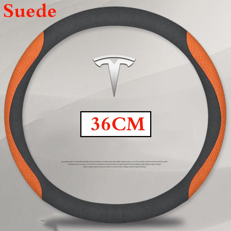 36-38 CM Potah volantu z semišové kůže pro Tesla Model 3 Y S X 2024 2025 2026 Příslušenství