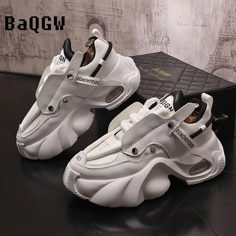 Pantofi sport pentru bărbați, pantofi sport cu talpă groasă, stil de brand de designer, pantofi sport pentru bărbați, pantofi sport cu talpă albă și plată, pantofi sport pentru bărbați