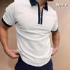 Men's Short Sleeve Tops Patchwork Color Collar Trendy Loose Polo Shirts