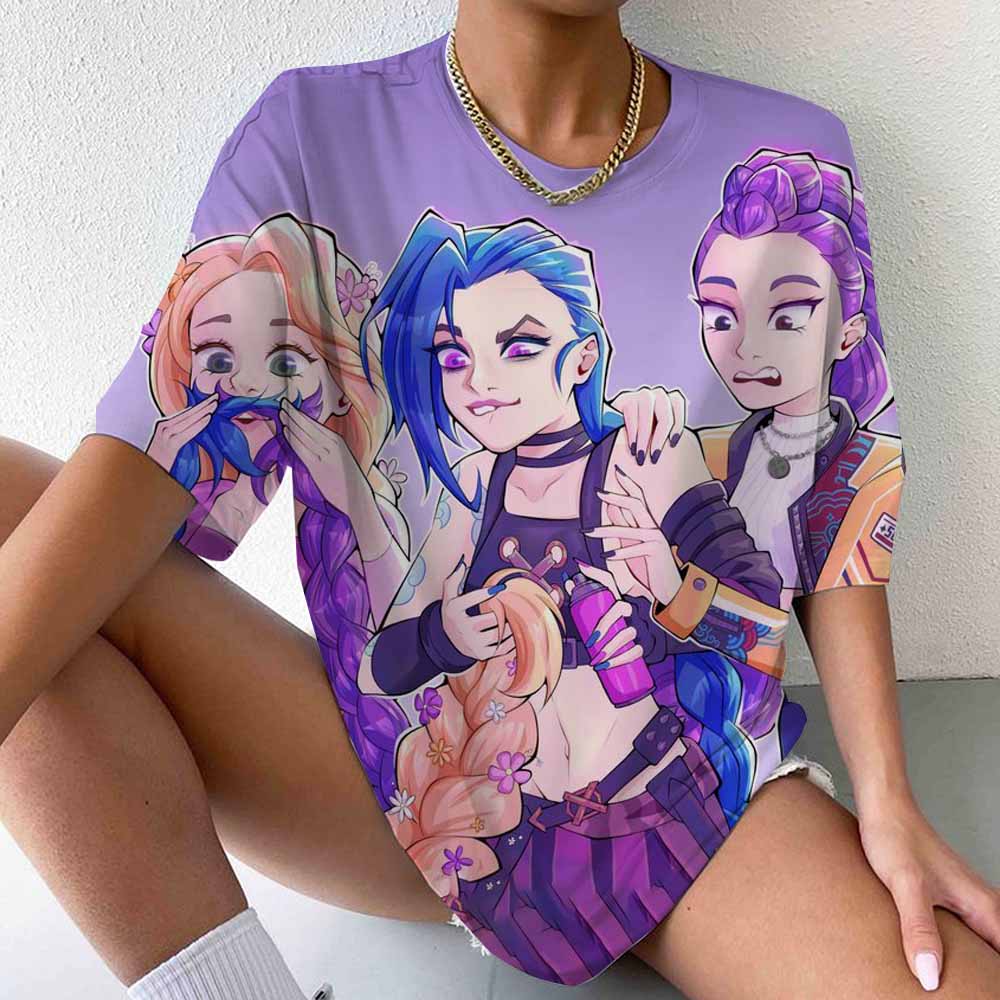 Ladies' casual Kpop witch hunting group printed T-shirt round neck short sleeved T-shirt street retro top