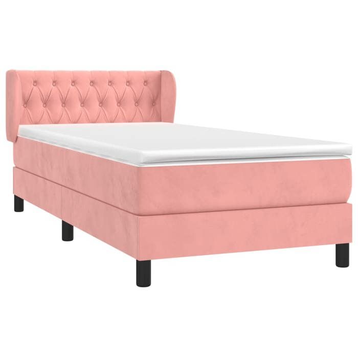 3127654 vidaXL Divan Bed with Mattress Pink 90x200 Cm Velvet