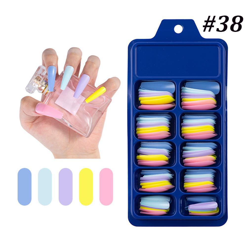 24/100Pcs Candy Color False Nail Tips Full Cover Matte Acrylic Ballerina Fake Nails Tip DIY Beauty Manicure Extension Tools
