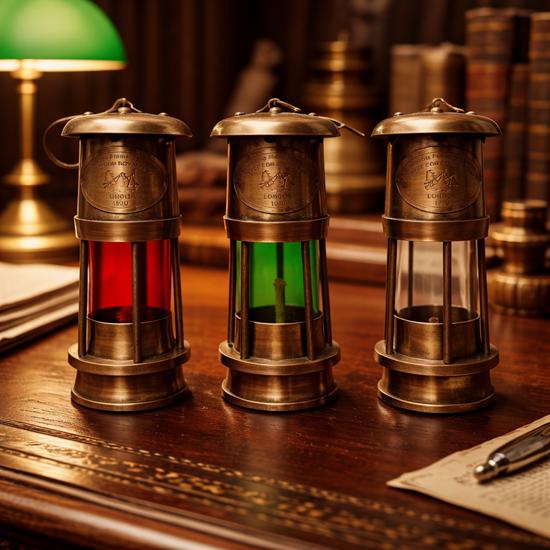 Brass Mining Oil Lamps, Set of 3 Nautical Lanterns Home Decor Birthday Gift