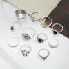 Anillo Geométrico Hueco Articulado Metálico Gótico 17KM para Mujer Anillo de Dedo con Forma de Sol y Hoja Plateado Vintage Accesorios de Joyería de Tendencia