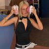 Pleated Slim Crop Top Deep V Hanging Neck Top Simple Lace-up Camisole  Lady