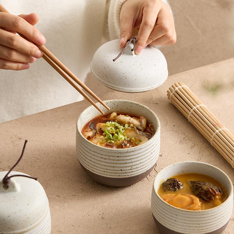 1PC Crock Pot Household Jar Soup Bird's Nest Small Stew Pot Old-fashioned Ceramic One-person Water-proof Stew Cup Steamed Egg