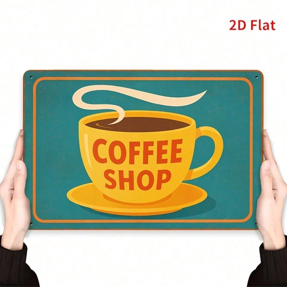 Vintage Coffee Shop Metal Tin Sign Retro 8x12 Inch Flat Wall Art Cafe Bar Restaurant Garage Home Decor Rustproof