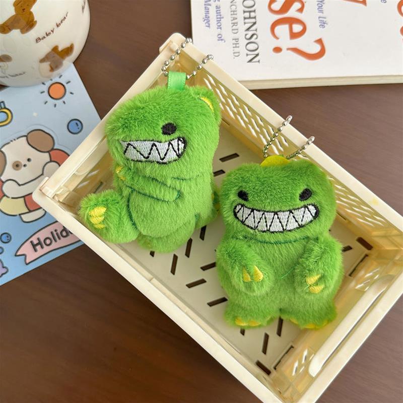 Cartoon Cute Plush Green Dinosaur Doll Keychain Pendant Funny Stuffed Toy Backpack Keychain Pendant Lovely Doll Gift Accessories
