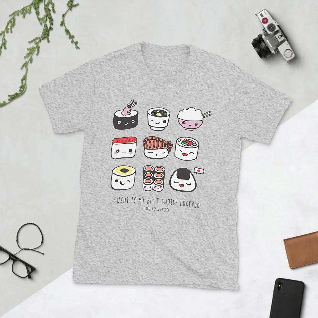 Novelty Best Choice Sushi Cute Food TShirts for Unisex Crewneck Cotton T Shirt Short Sleeve Tee Shirt Summer Tops