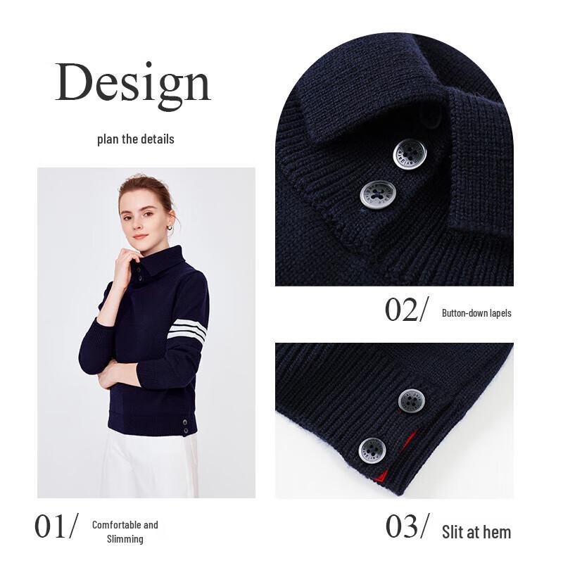 Navigare Women's Long-Sleeve Turn-Down Collar Knit Sweater