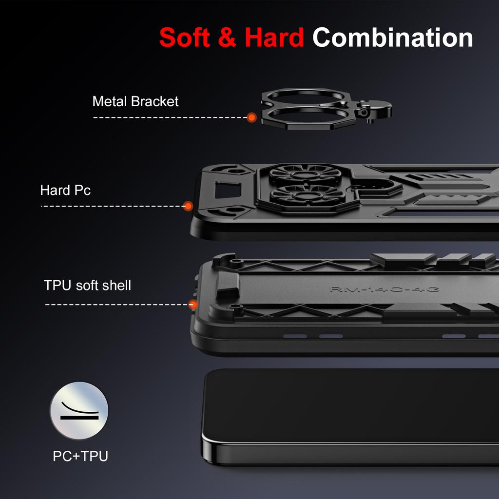 Case for OPPO Reno 14 Pro 5G Protective Cover Military Grade Shockproof Armor Metal Ring Kickstand Fundas Coque