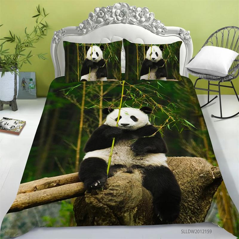 3D Printed Panda Bedding Set,Duvet Cover Comforter Bed Set Quilt Cover Pillowcase,King Queen Twin Size Boys Girls Adults