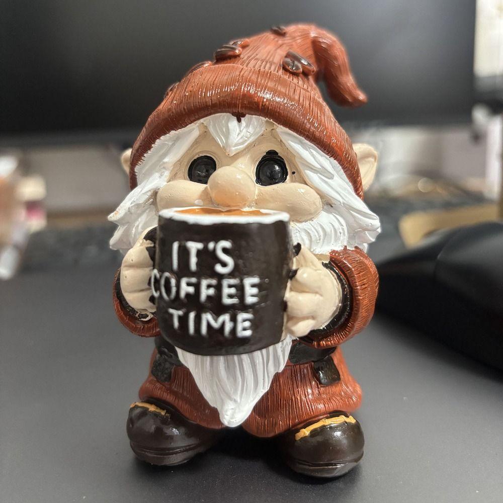 Cute Dwarf Statue Resin Desktop Ornament Micro Landscape Coffee Gnome Figurine  Shop