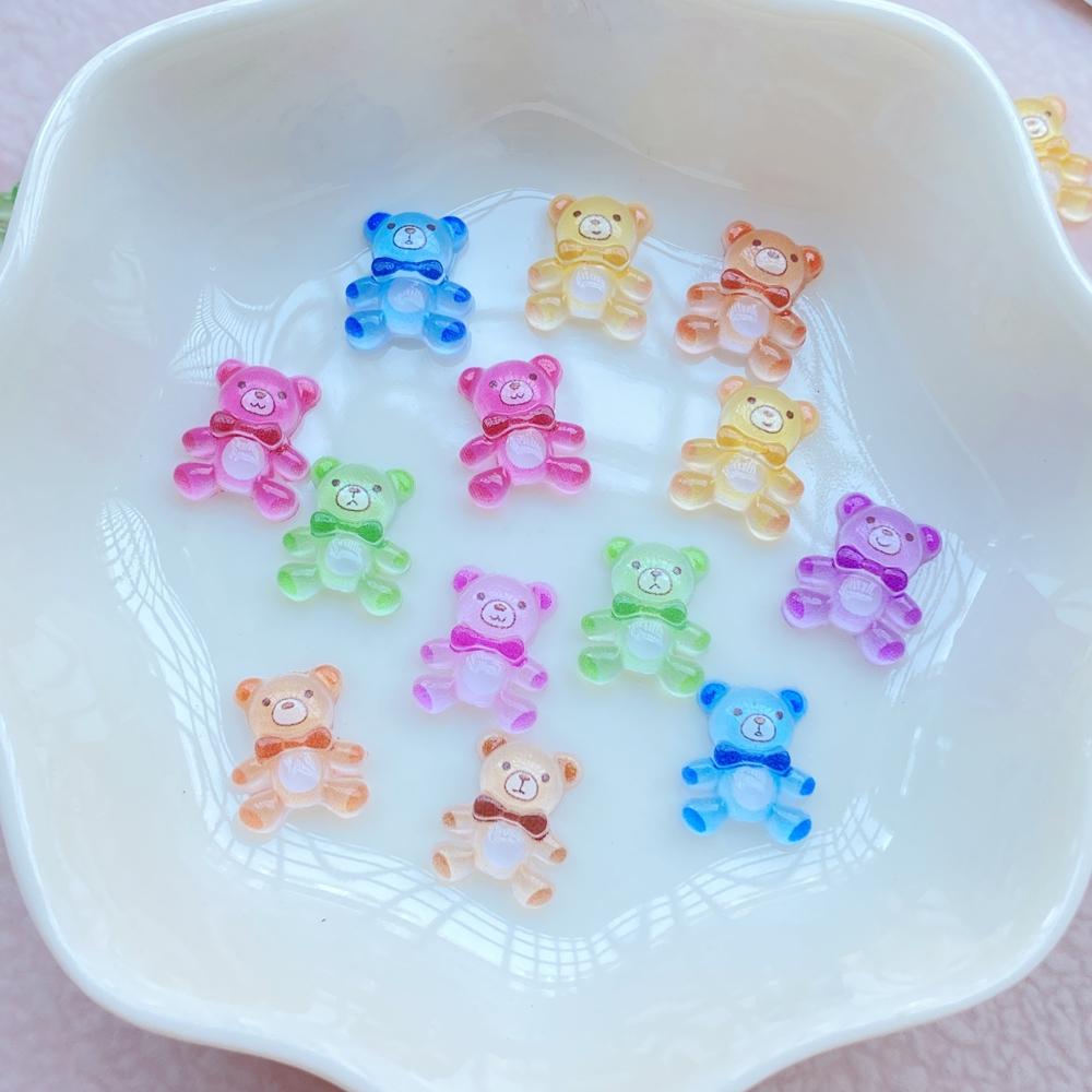 50Pcs Cute Mini Cartoon Little Bear Nail Art Resin Designer Charms DIY Craft For Nail 3D Decorations Jewelry