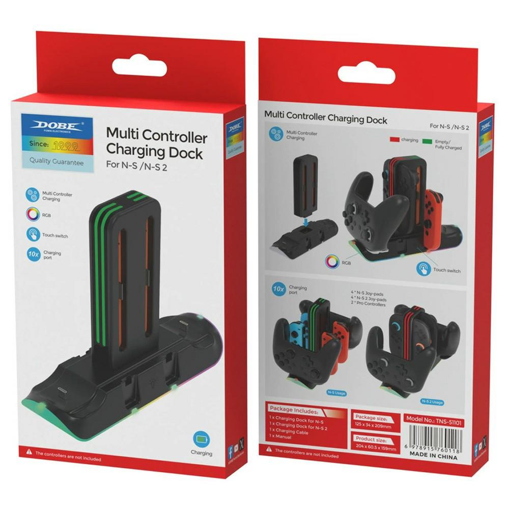 DOBE FOMIS ELECTRONICS TNS-51101 Charging Dock for Nintendo Switch Joysticks/Pro Controllers RGB LED Charging Station