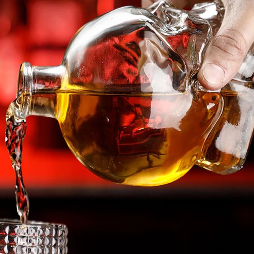 100-750ML Skull Head Cup with Wooden Cork Water Bottle Skull Head Wine Bottle  Halloween Gift