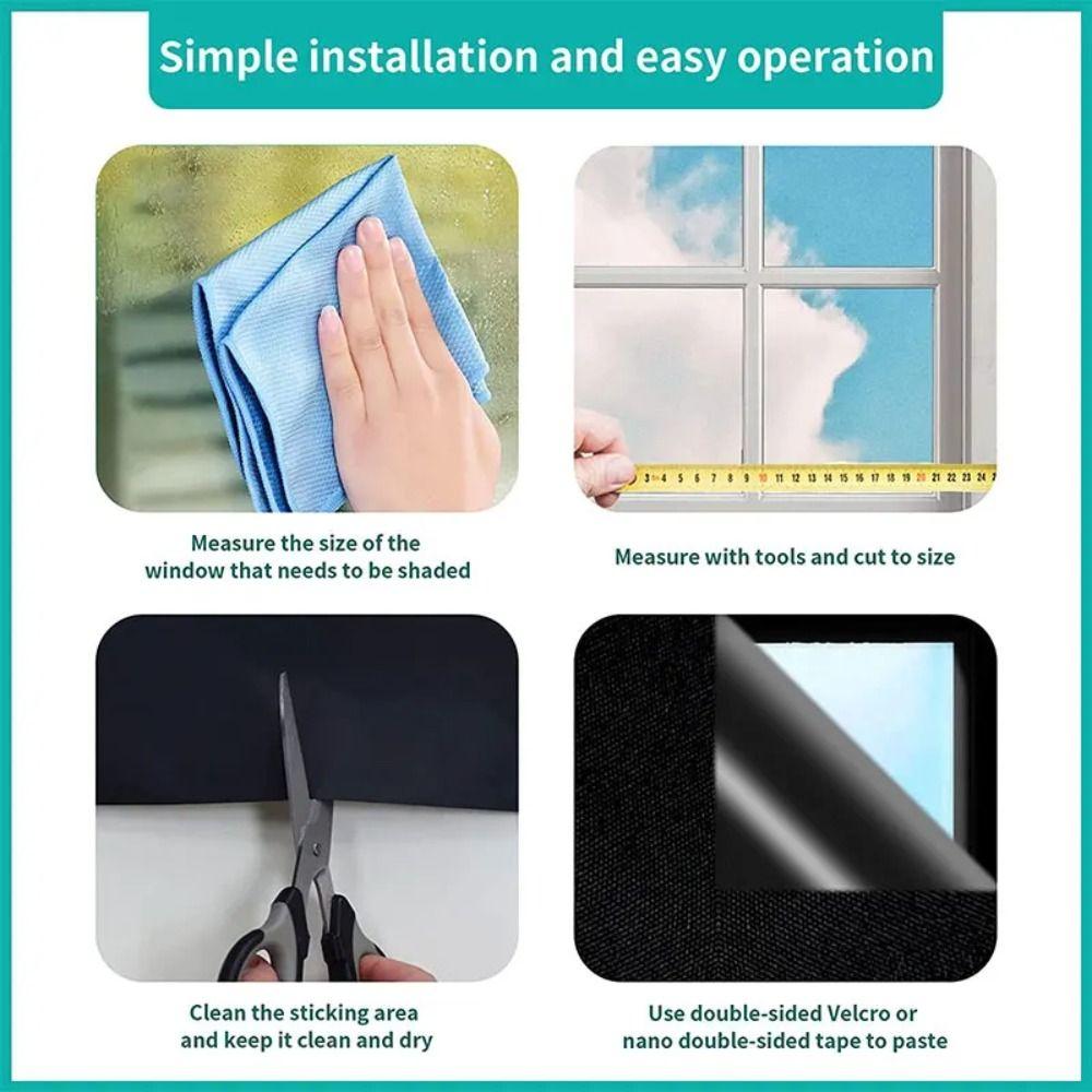 With 32 Stickers Travel Blackout Curtain Removable No Drill Temporary Curtain  Bedroom