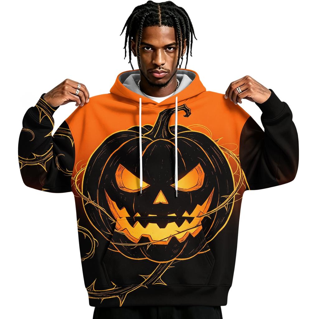 Men's Halloween Print Pullover Hoodie Long Sleeve Sweatshirt
