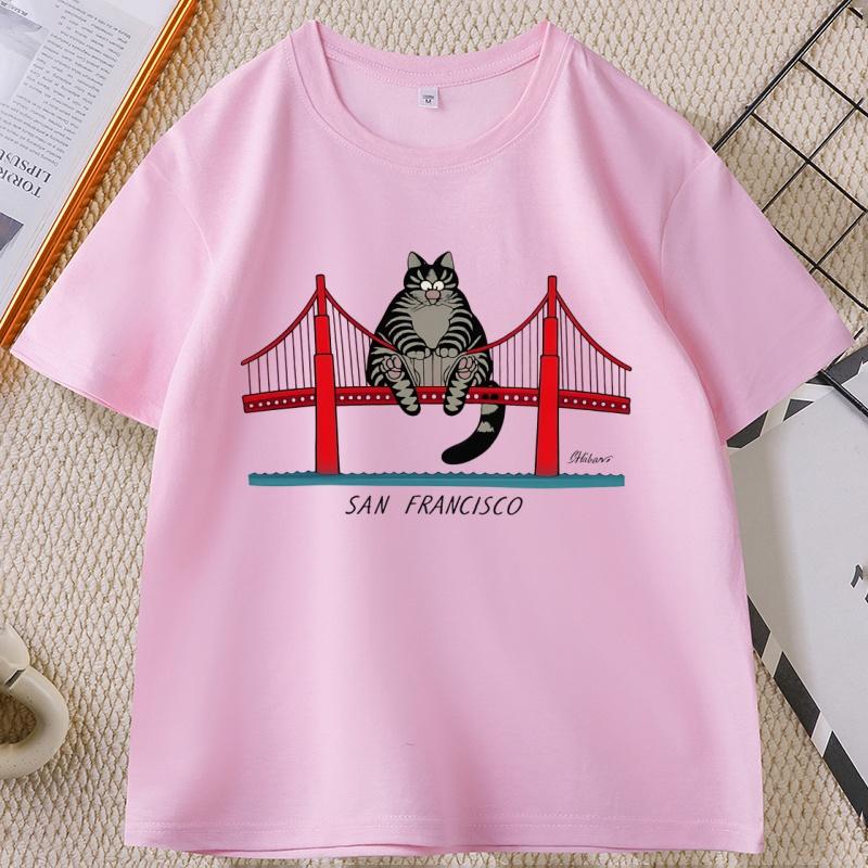B-Kliban Cat San Francisco T-Shirt for Men Women Casual Cotton Short Sleeve Round Neck T Shirt Man Designer Clothes Streetwear