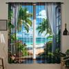 Fashionable Balcony Landscape Printed Curtains, Pole Bag Bedroom and Living Room, Home Decoration, Room Decoration