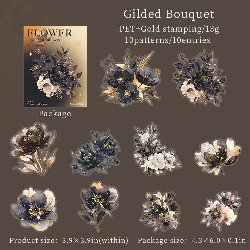 

10 pcs/pack Vintage Flower PET Sticker Creative DIY Journal Material Collage Scrapbooking Supplies Aesthetics Stationery
