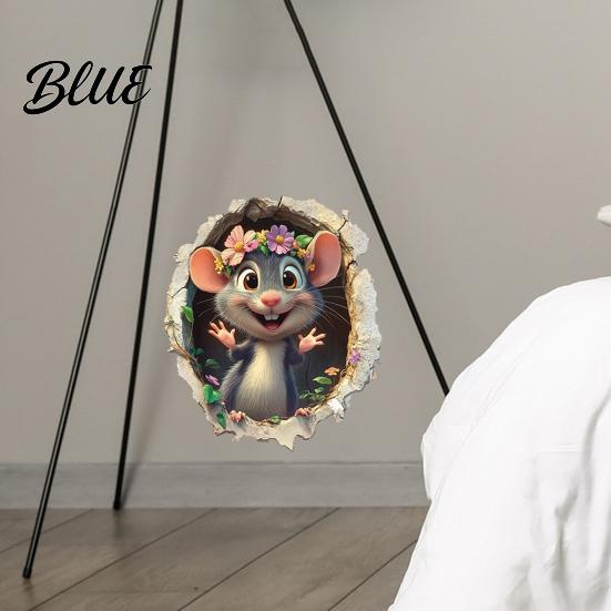 Cute Mouse Wall Stick Decal Sticker Easy Realistic Art 3D Peel And Waterproof Home Renovation Decals PVC for Bedroom