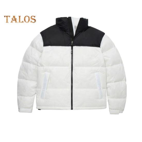 Męski płaszcz bawełniany ze stójką, długim rękawem, patchworkową kolorową kurtką z kieszeniami, luźny krój, zamek błyskawiczny, wiatroszczelna, pikowana odzież wierzchnia