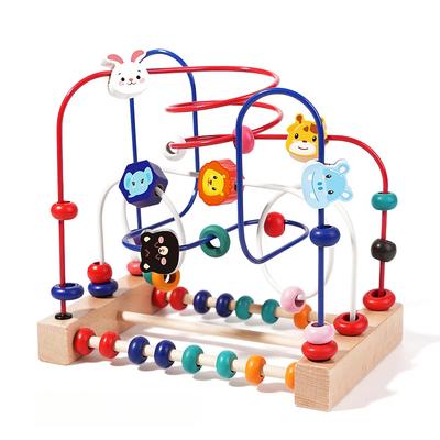 Holzspielzeug, Perlenlabyrinth, bunte Tiere, Früchte, Formen, pädagogisches Zähl- und Lernkreisspielzeug, klassische Geschenke für Kleinkinder