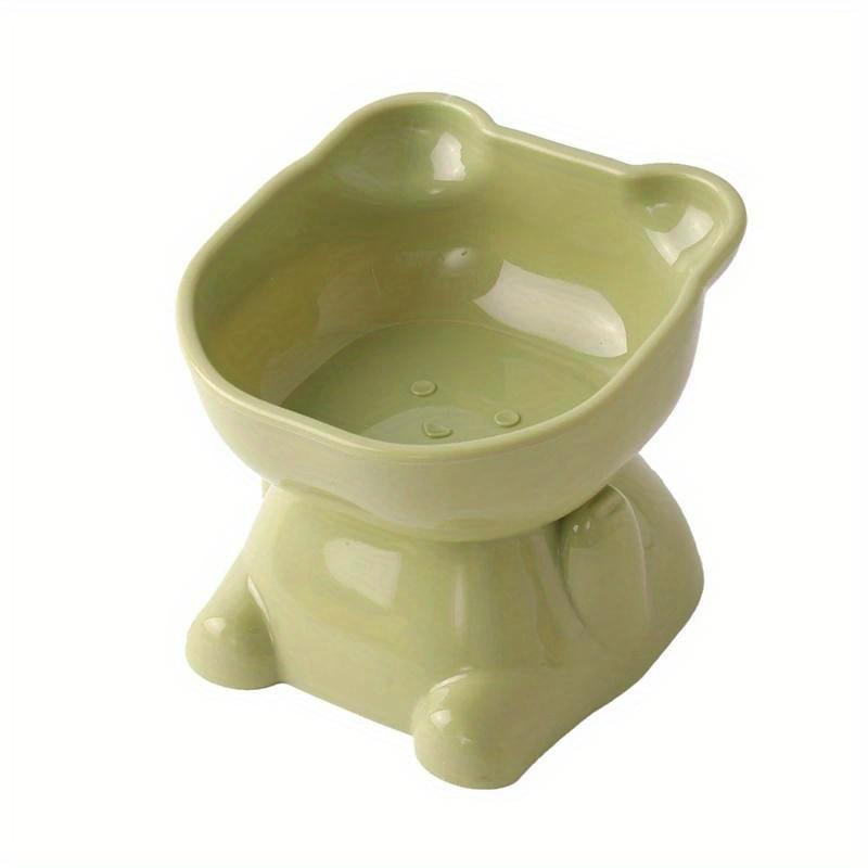 

Pet Cat Dog Food Bowl 15 Degrees Raised Non Slip Puppy Base Thicken Cat Food Drinking Water Feeder Tilt Safeguard Neck Pet Bowl зелений