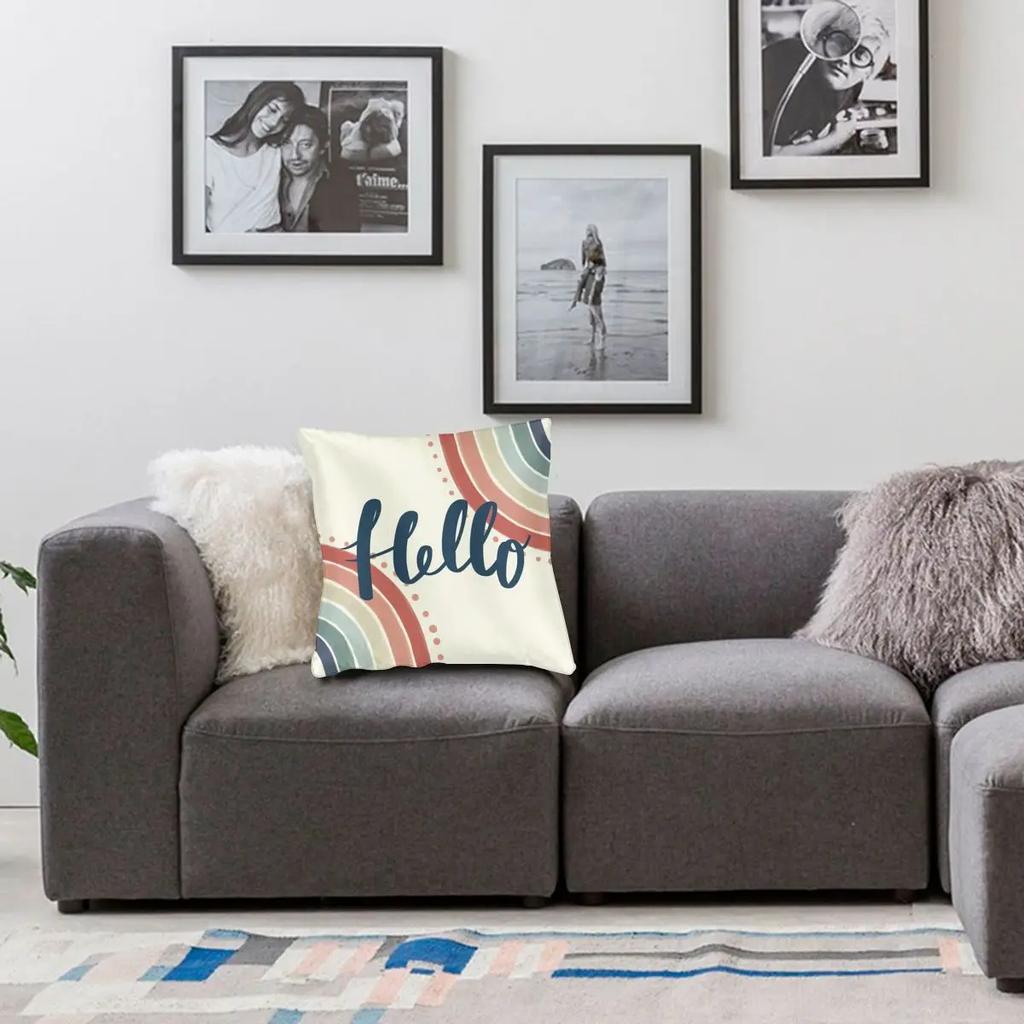 Rainbow Boho Art Minimalism Pillowcase Double-sided Printing Cushion Cover Decorative Pillow Case Cover Home Zipper X