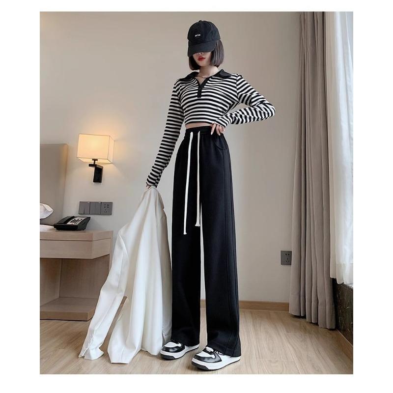 Fashionable Sports Pants for Women In Autumn New High-waisted Versatile Casual Sweatpants Drapey Loose Straight Banana Pants