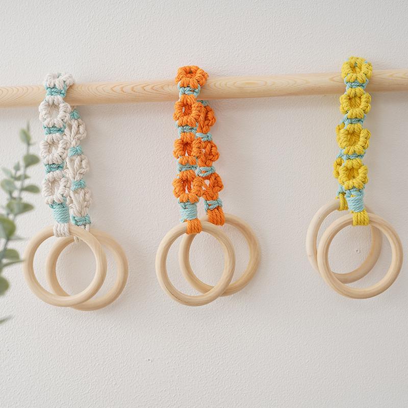 1Pc Woven Beautiful Storage Accessories Nordic Wind Storage Ring Hand Knitting Wall Hangings Cotton Rope Flower Decoration