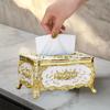 Rose Pattern Golden-plated Tissue Box American Style Paper Holder Suitable For Multiple Rooms Home Desktop Decor
