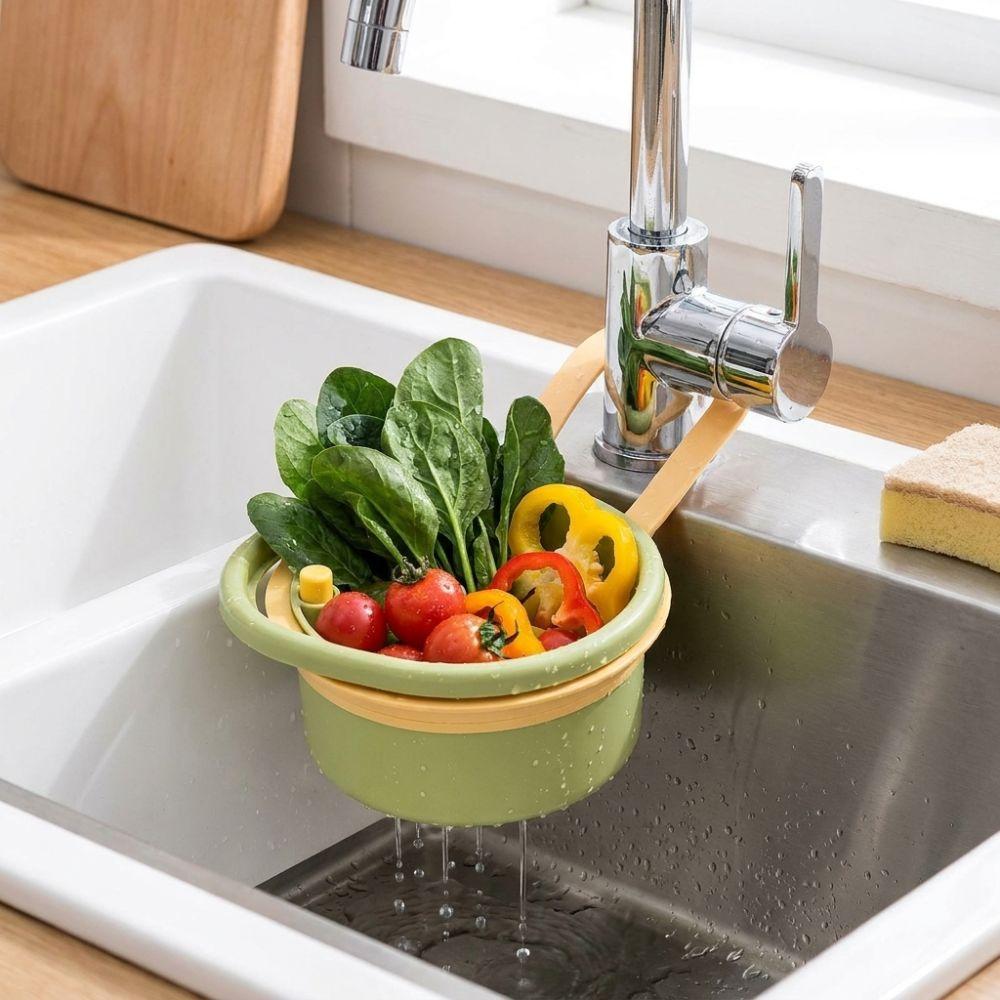 Hanging Sink Strainer Basket Detachable Quickly Drain Kitchen Drain Basket Press-Type Bottom Release Plastic Food Garbage Filter