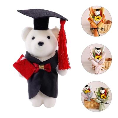 10Pcs/Set Mini 14cm Graduation Season Bear Flower Bouquet Bachelor Bear  Graduation Gift
