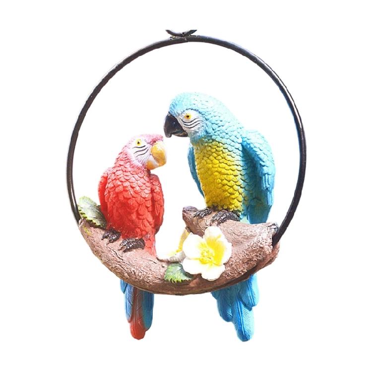 

Artistic Handmade Macaw Parrots Sculpture Hanging Ornament For Natural Lover Living Space Yard Garden Enhancement