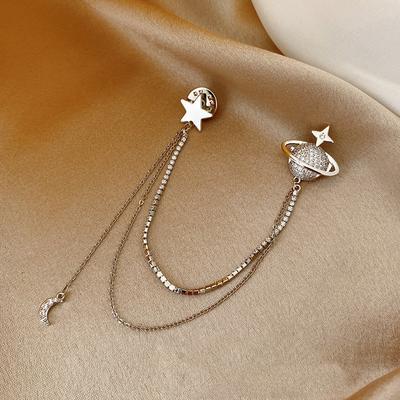 Chain Tassel Planet High-End Brooch Feminine Minimalist Suit Accessory Pin Coat Collar Pin Pendant Ornament