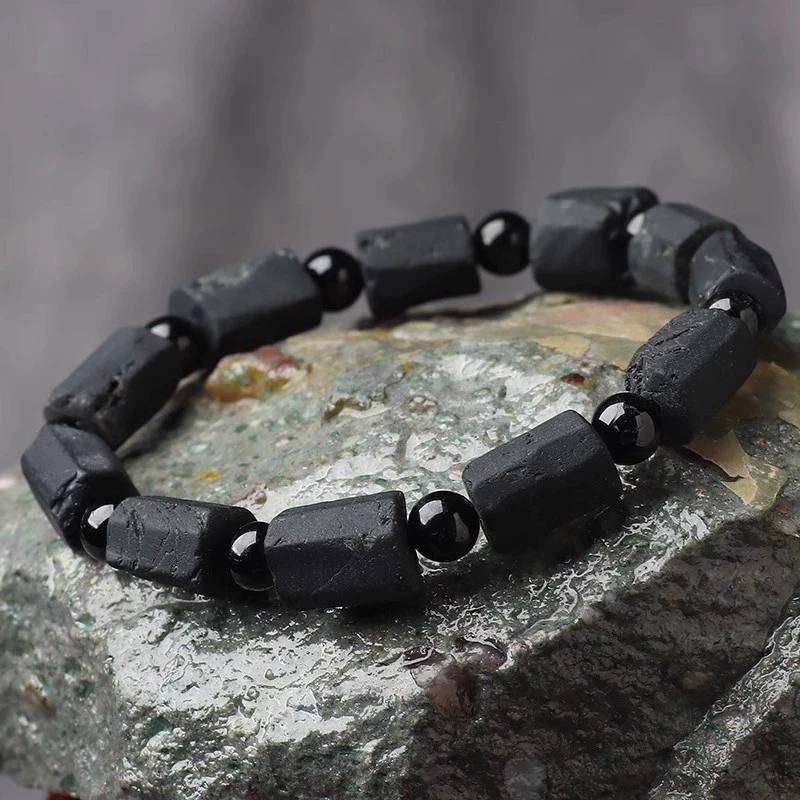 

Браслет из натурального черного турмалина | Защита энергией необработанного кристалла | Щит от ЭМП-излучения | Заземляющий целебный камень | Украшение для балансировки чакр Length: 10mm Width: 7mm