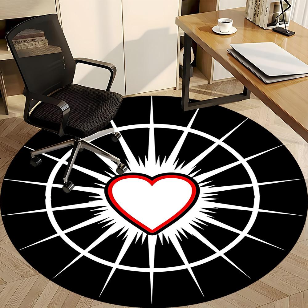1PC Heart Symbol Chair Carpet for Office, Indoor Non-Slip Washable Carpet, Soft Comfortable Mat For Office Room Yy250930250