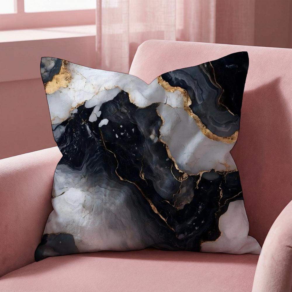Minimalist Marble Patterned Cushion Cover Multi-Scene Pillow Cover for Home & Car - Reversible, Soft & Durable for Daily Use