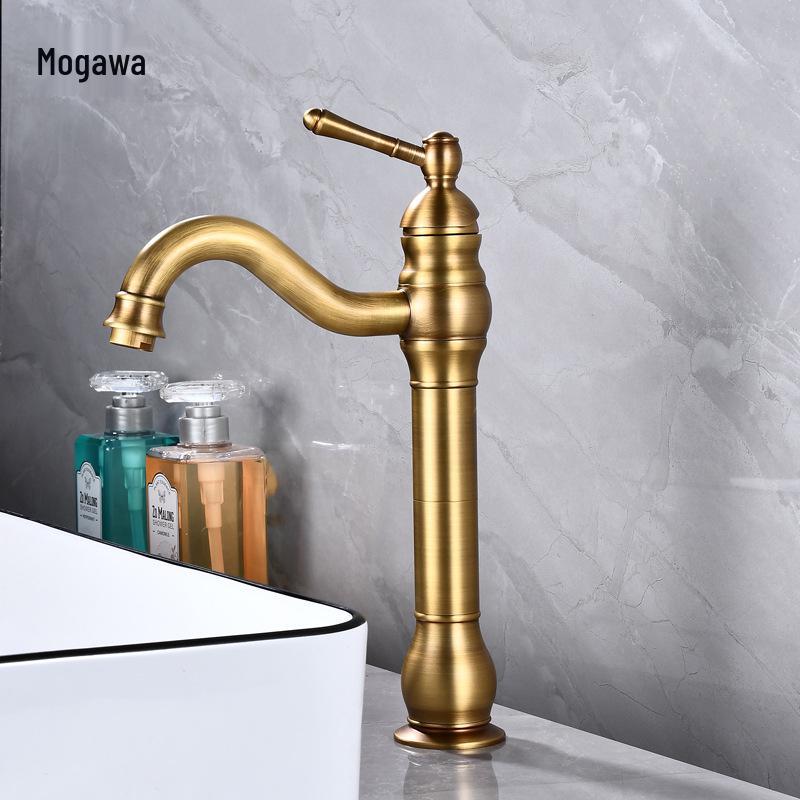 Antique American Brass Kitchen Faucet with Dual Temperature Control in Matte Black Finish