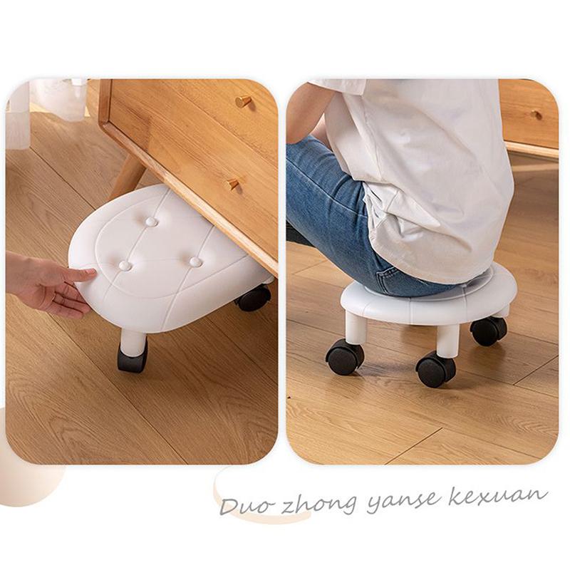 Low Rolling Stool Household Pulley Chair Footstool 360 Degree Rotating Stool Seat With Wheels Children Shoe Changing Stool