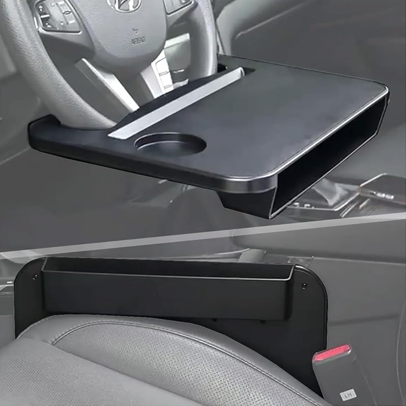 3-In-1 Steering Wheel Tray Table With Seat Gap Filler Organizer,| Car Food Tray For Driver,| Car Desk For Laptop & Eating - Work Road Trip Essentials