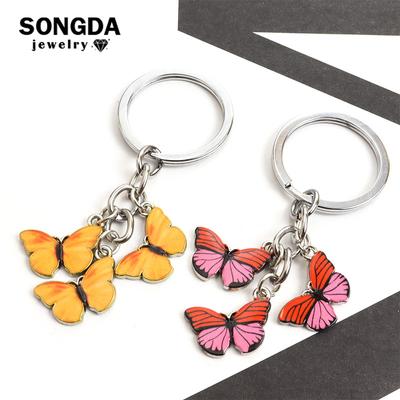 Bunter Emaille-Schmetterlings-Schlüsselanhänger aus Zinklegierung, Anhänger, Insekten, Basteln, Autoschlüssel, Damentaschen-Accessoires, Schmuck, Geschenke, Mode-Schlüsselring