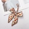 Silk Scarf Keychain with Horseshoe Buckle and Ribbon Bow for Bags and Cars